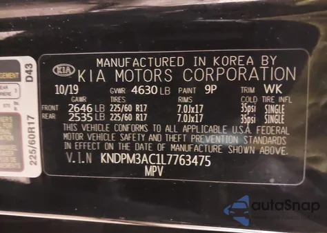 2020 Kia Sportage Lx из США, поврежденный, VIN KNDPM3AC1L7763475